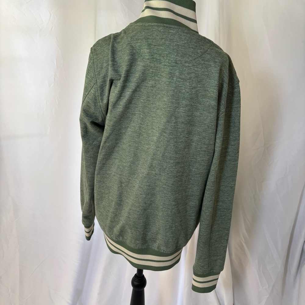 Brooklyn Cloth Green Bomber Jacket with Ribbed Detailing - Picture 3 of 6